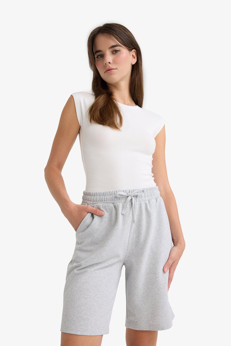 DeFacto Grey Woman Regular Fit Regular Waist Thin Bermuda Shorts Casual - Image 5